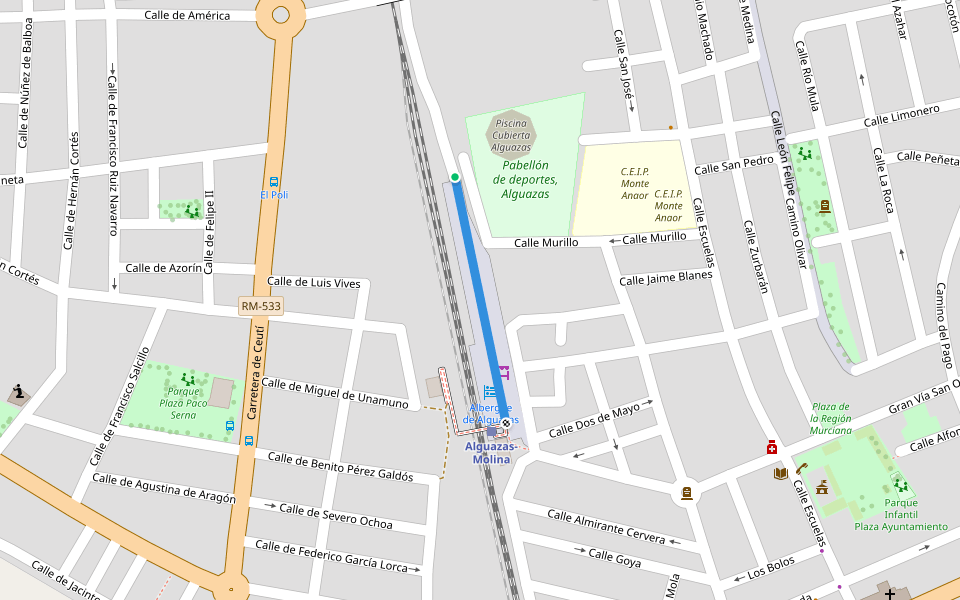 Vía Verde del Noroeste (Antigua vía Murcia-Caravaca) walking route map in Alguazas