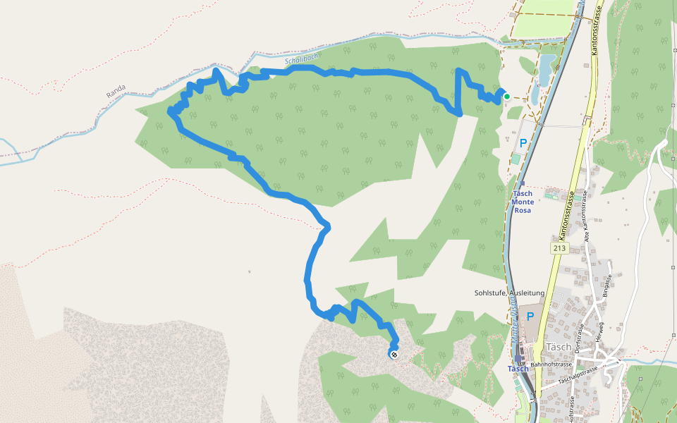 Arigscheis-Weg walking route map in Täsch