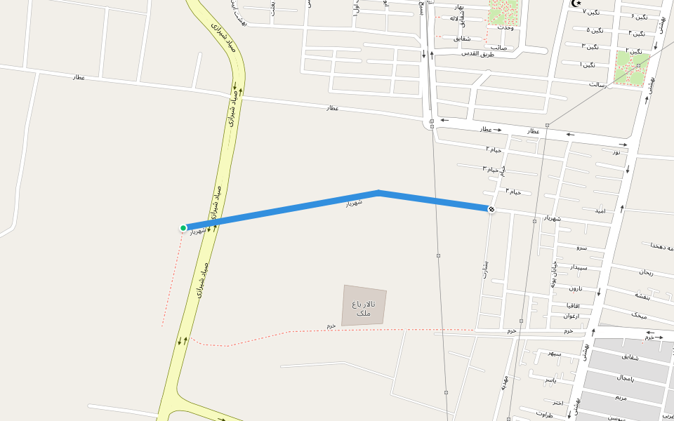شهریار walking route map in Najafabad