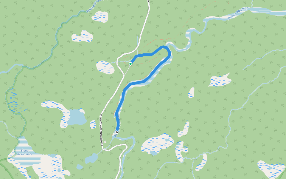 Sentier du Canyon de la Vauréal walking route map in Aguanish