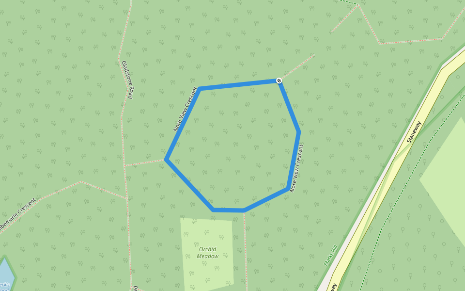 Nore View Crescent walking route map in Langdon Hills