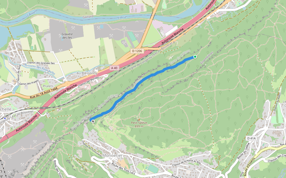 Sentier des Voûtes walking route map in Etrembières