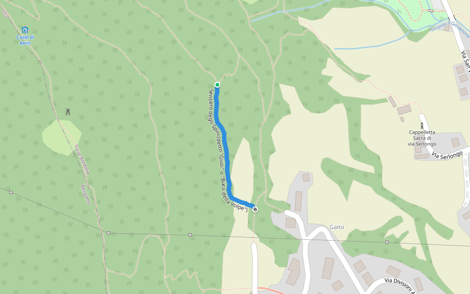 Sentiero degli Spini (detto "Giusi" o "Buco della Volpe") walking route map in Torre Boldone