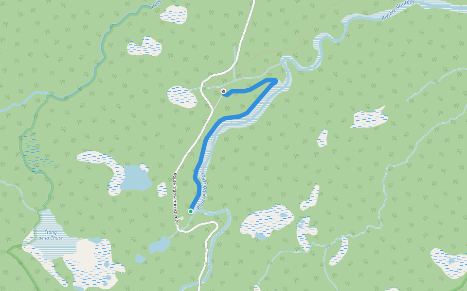 Sentier Les Pins Blancs walking route map in Aguanish