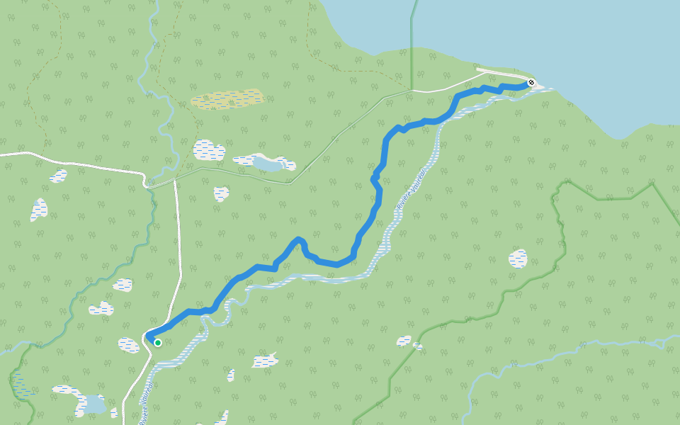 Sentier La Vallée walking route map in Aguanish