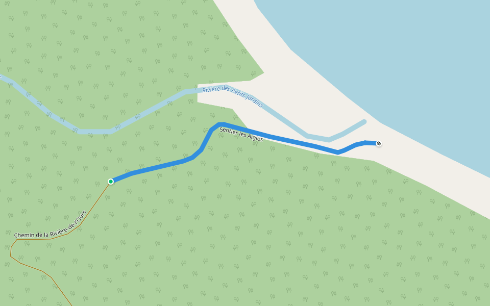 Sentier les Aigles walking route map in Havre-Saint-Pierre