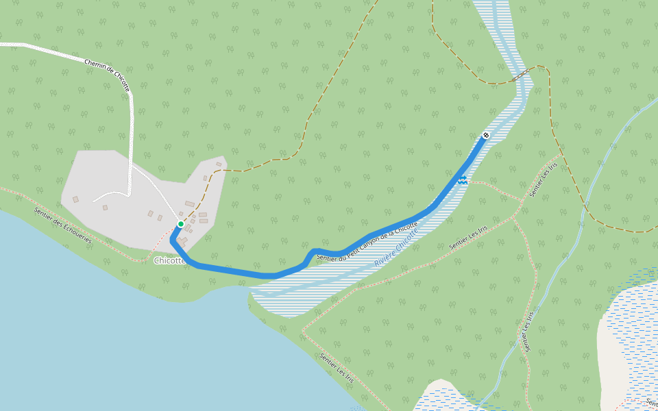 Sentier du Petit Canyon de la Chicotte walking route map in Havre-Saint-Pierre