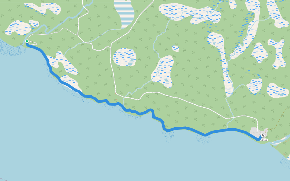 Sentier des Échoueries walking route map in Havre-Saint-Pierre