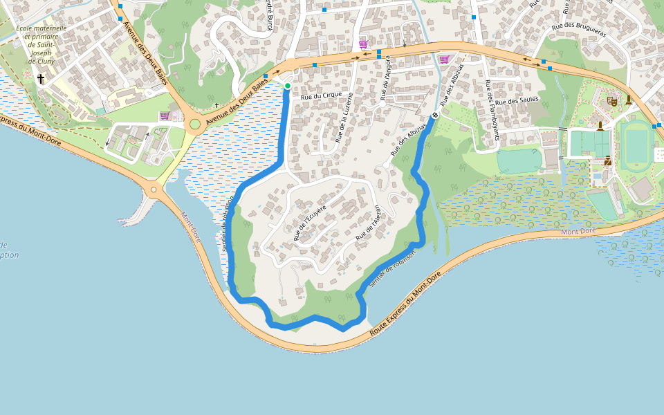 Sentier de robinson walking route map in Baies