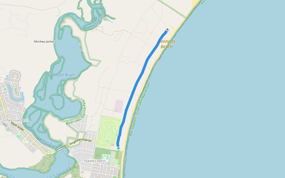 Michael Rowe Walk walking route map in Hawks Nest