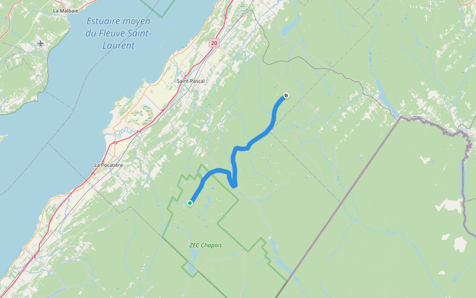 Parc Linéaire Monk walking route map in Saint-Onésime