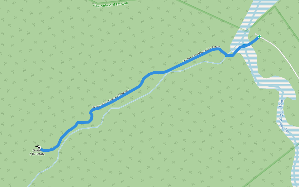 Sentier de la Grotte-à-la-Patate walking route map in Aguanish
