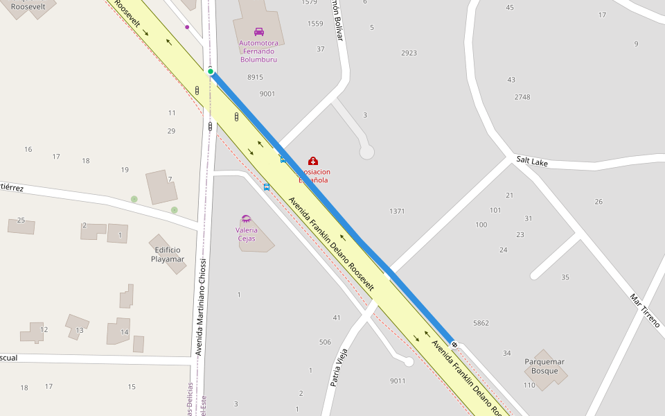 Avenida Franklin Delano Roosevelt walking route map in Punta del Este