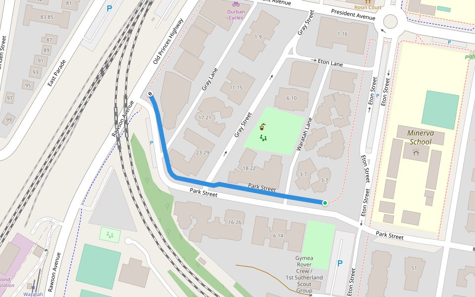 Park Street walking route map in Sutherland