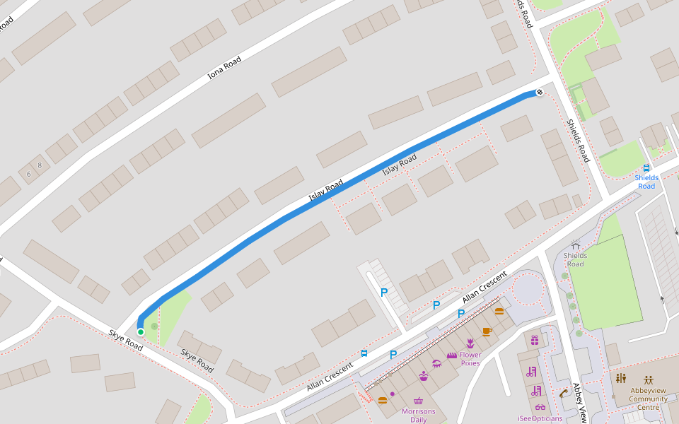 Islay Road walking route map in Dunfermline
