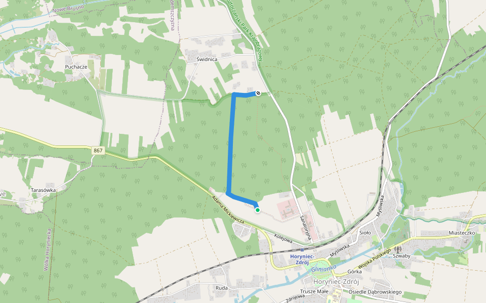 Ścieżka przyrodniczo-dydaktyczna "Za Niwą" walking route map in Horyniec-Zdrój