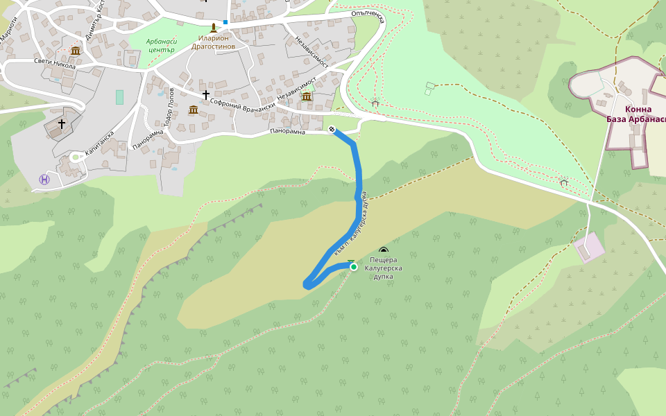 към п. Калугерска дупка walking route map in Golemanite