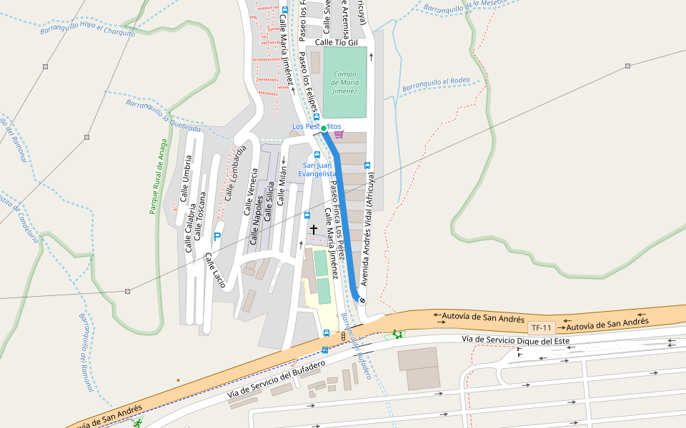 Paseo Finca Los Perez walking route map in María Jiménez