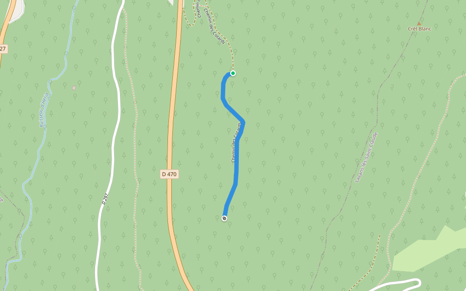 Chemin des Cotards walking route map in Villards-d'Héria