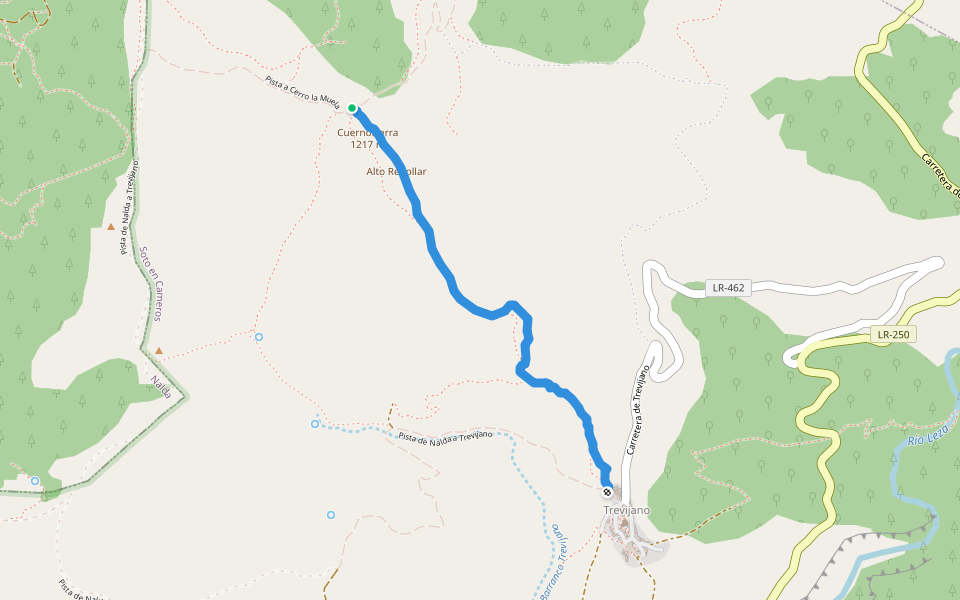 Sendero del Rebollar walking route map in Terroba