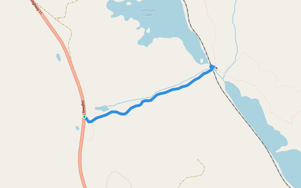 Rib Lake Access walking route map in Temagami