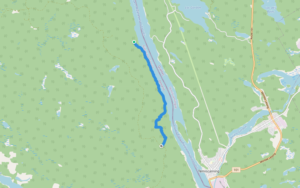 Ottawa-Temiskaming Highland Trail (NO REGULAR MAINTENANCE) walking route map in Témiscaming