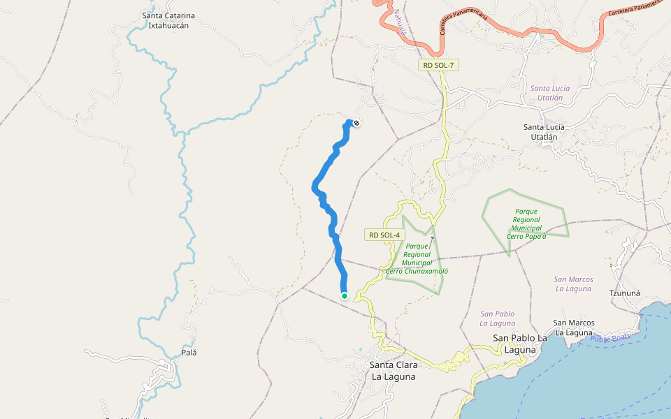 Quetzaltrekkers Path walking route map in Santa María Visitación