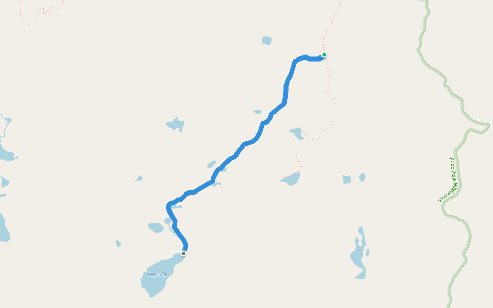 Leg Lake walking route map in Lander