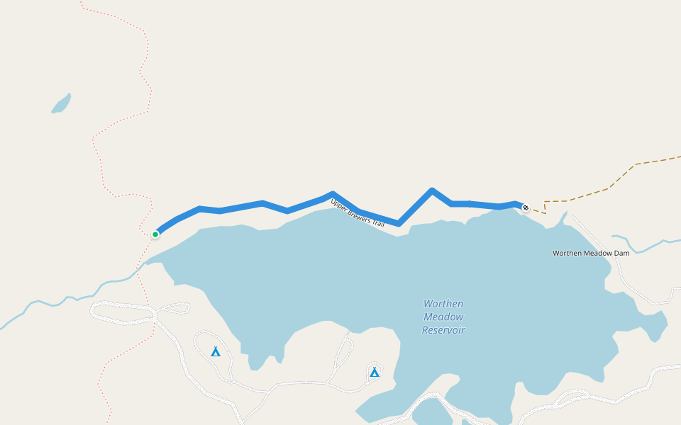 Upper Brewers Trail walking route map in Lander