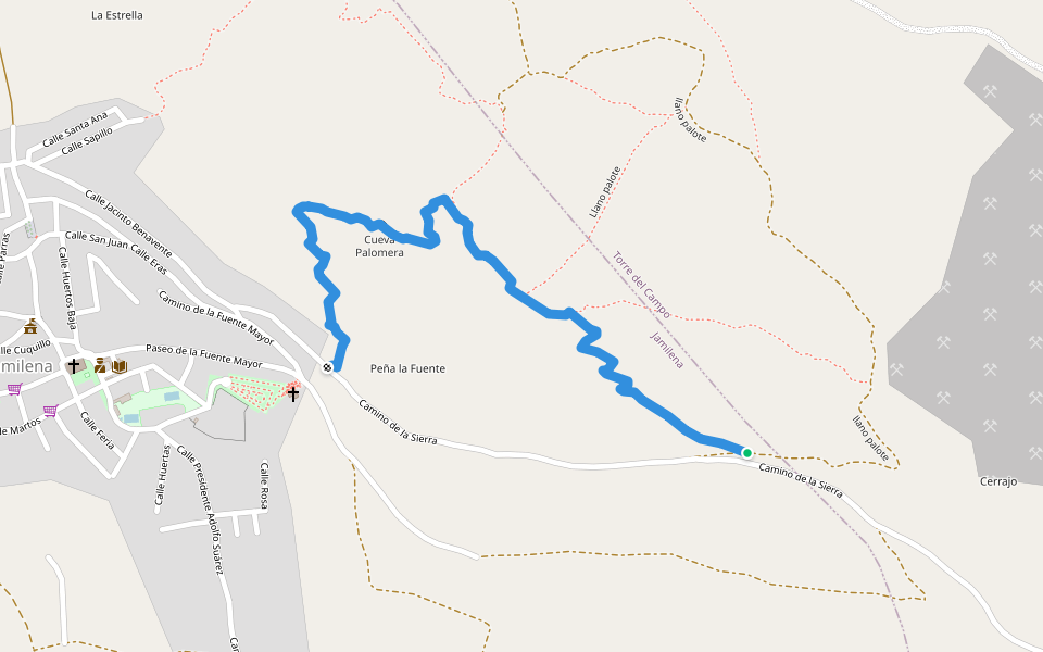 Sendero Cueva Palomera y Pecho de la Fuente walking route map in Torredelcampo