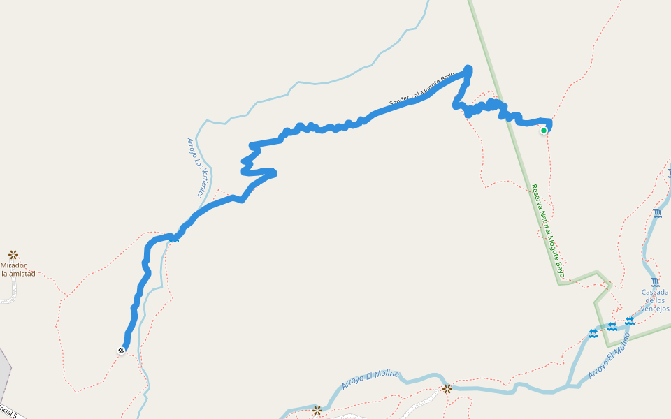 Sendero al Mogote Bayo walking route map in El Rincón
