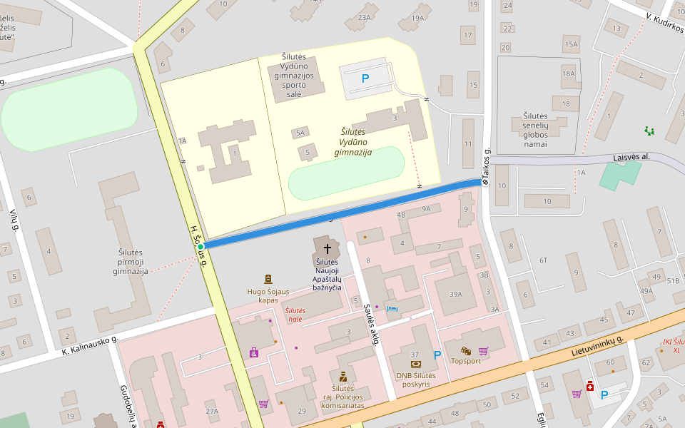 Atgimimo al. walking route map in Šilutė