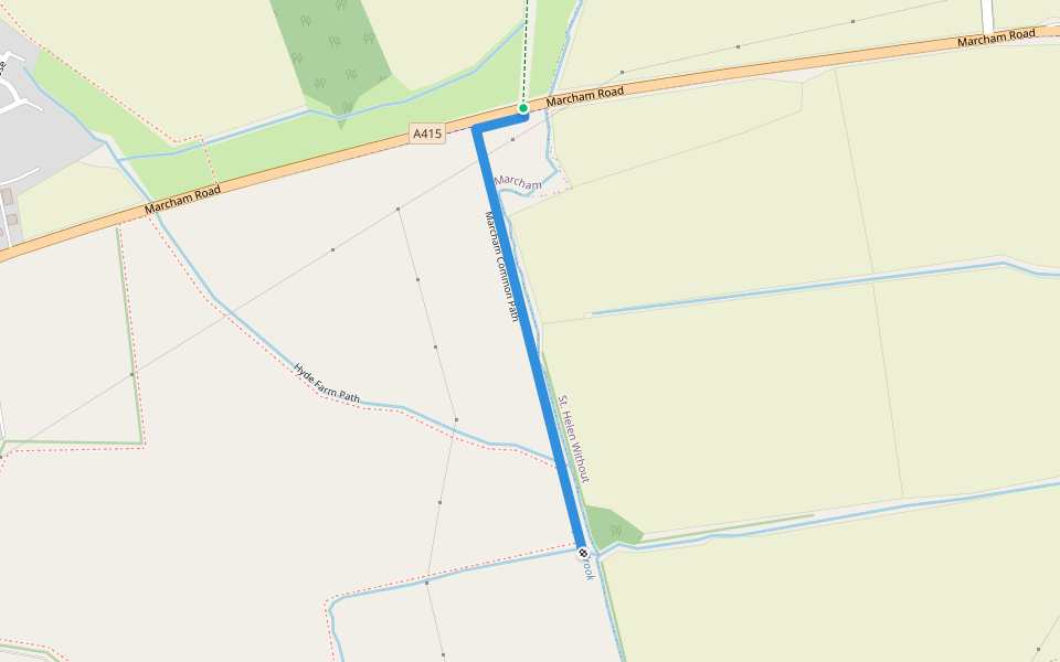 Marcham Common Path walking route map in Marcham