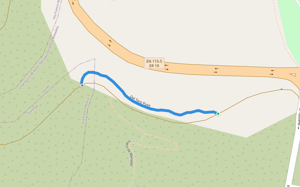 Del Toro Puxa walking route map in Santa Iria de Azoia