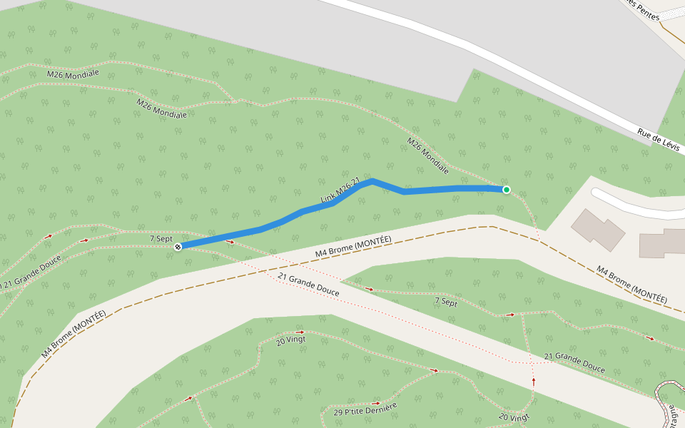 Link M26-21 walking route map in Bromont
