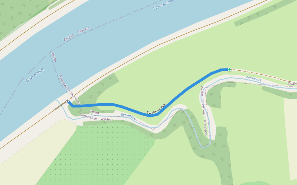 Zwalmmonde walking route map in Oudenaarde