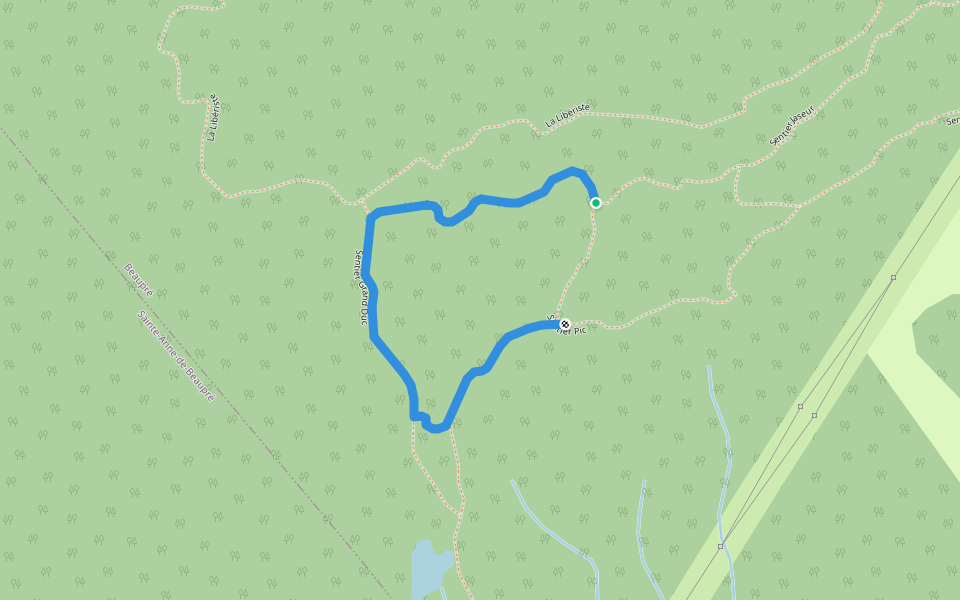 Sentier Grand Duc walking route map in Beaupré
