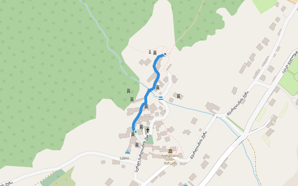 სერგო ბარლიანის ქუჩა walking route map in Mestia