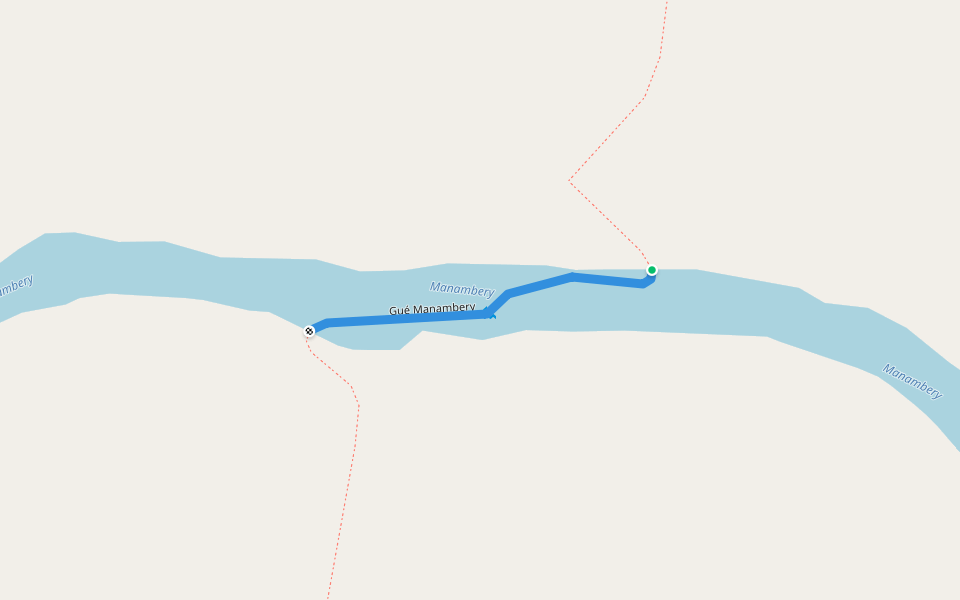 Gué Manambery walking route map in Maromokotra