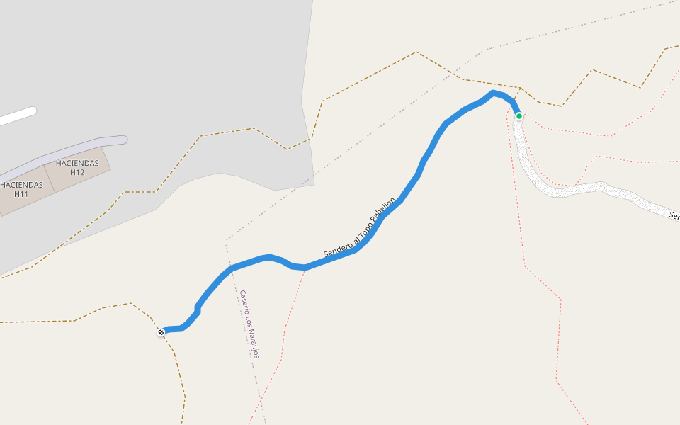 Sendero al Topo Pabellón walking route map in Caracas