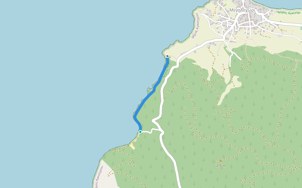 Hot Sun walking route map in Aegina