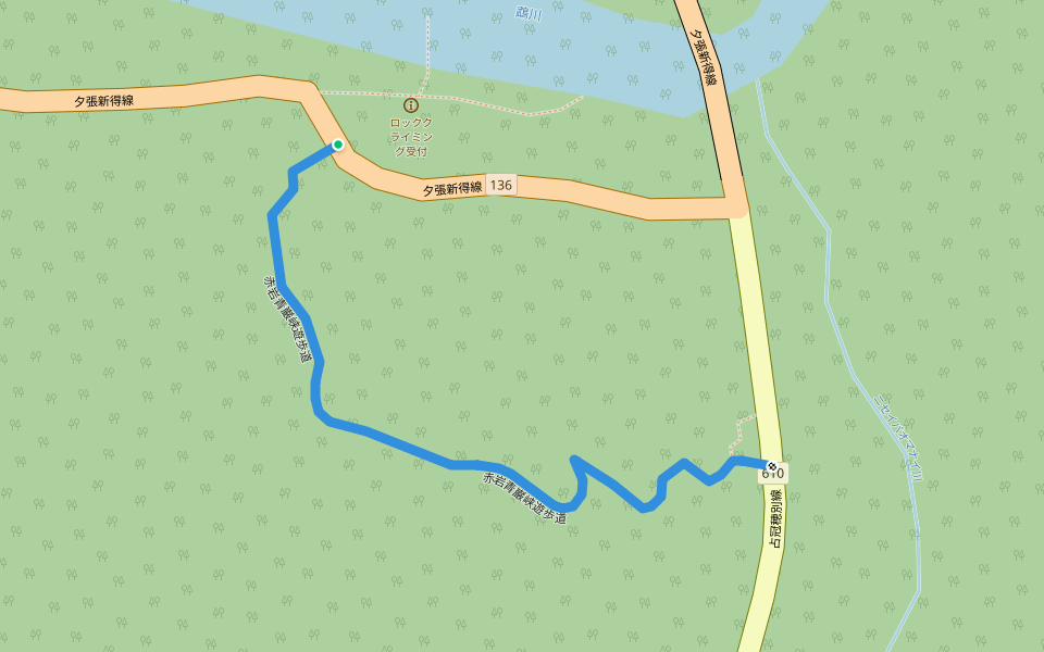赤岩青巌峡遊歩道 walking route map in Shimukappu