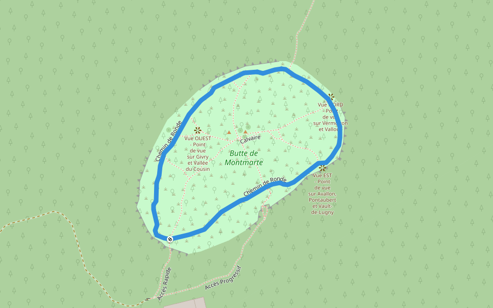 Chemin de Ronde walking route map in Vault-de-Lugny