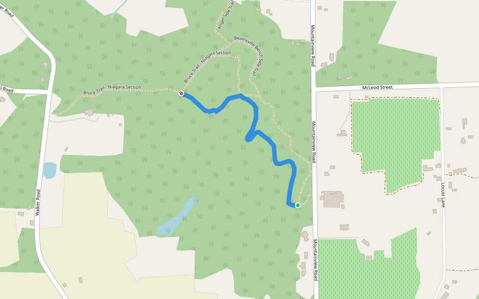 Mountainview Side Trail walking route map in Lincoln