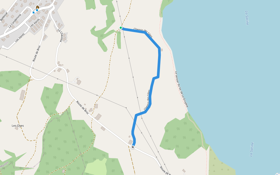 Chemin des Sâles walking route map in Morlon