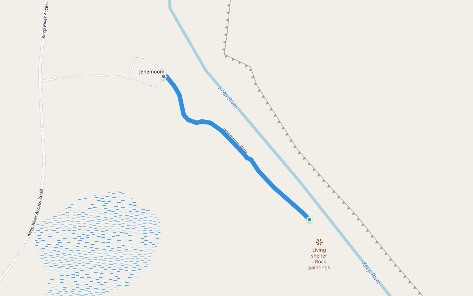 Jenemoom Walk walking route map in Baines