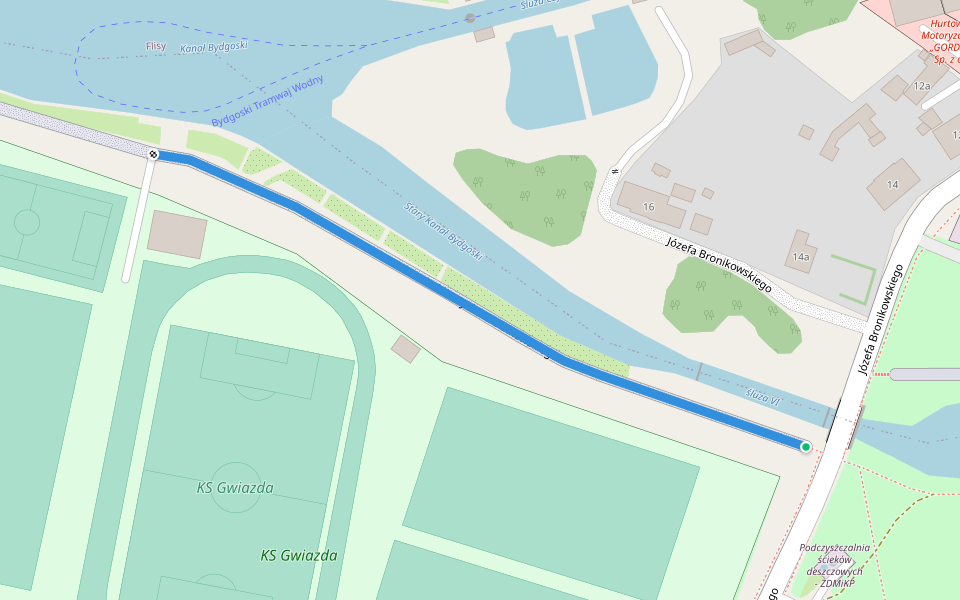 Nabrzeże Mieczysława Dutkowskiego walking route map in Bydgoszcz