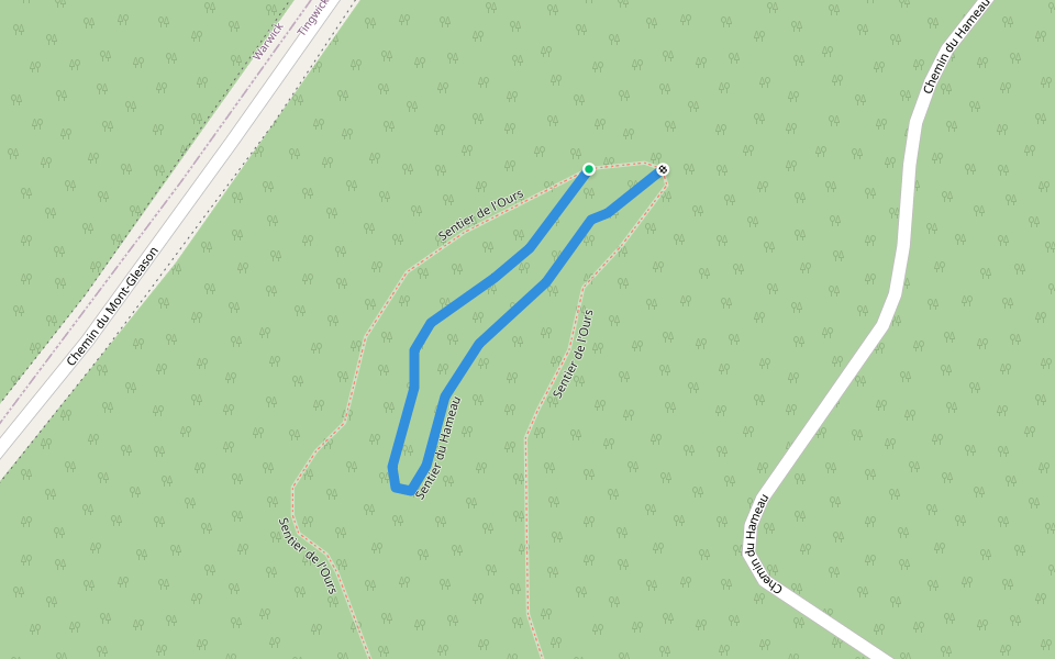 Sentier du Hameau walking route map in Tingwick
