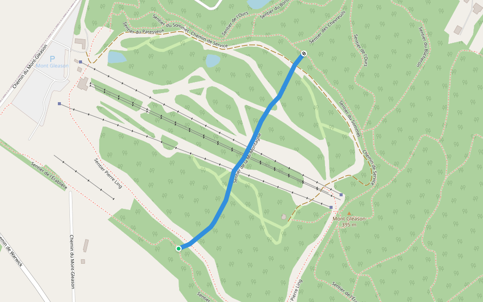 Sentier de la Mi-Montagne walking route map in Tingwick
