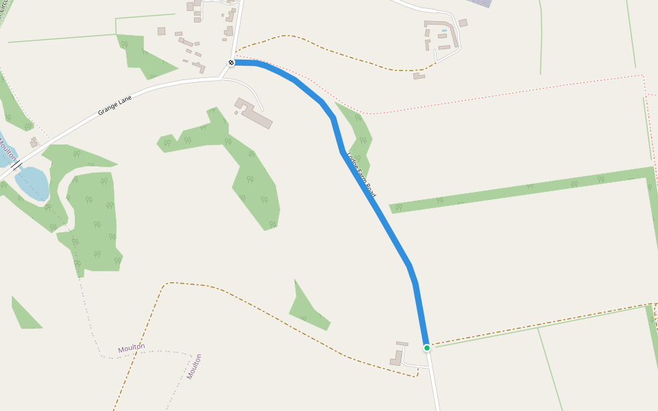 Lodge Farm Road walking route map in Moulton